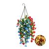 Yousheng Patriotic Hanging Flowers, Artificial Red White Blue Flowers Hanging Basket, Outdoor 4th of July Hanging Flower Basket for Porch Garden Decor