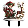 Waterproof Garden Inserts Christmas Elf Stake, Reindeer Sleigh Acrylic Yard Art Ornaments Xmas Outdoor Ornament for Holiday Lawn Flower Bed Decoration