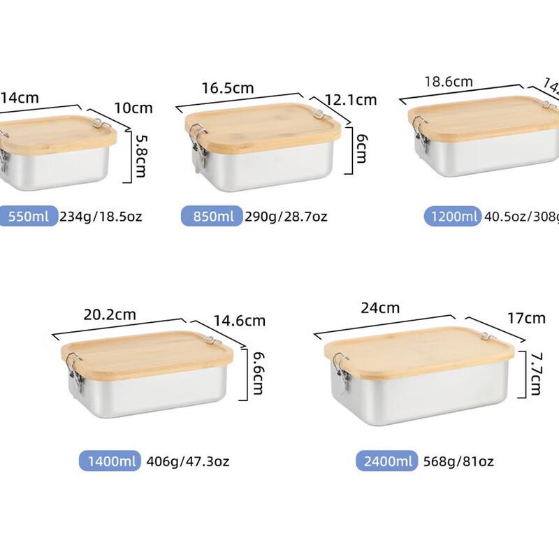 Junkaiwei Outdoor Stainless Steel Lunch Box with Bamboo Lid
