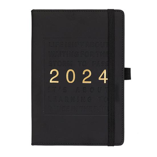 Faux Leather Cover 2024 Planner Notebook 12 Monthly Weekly Agenda Notebook with Elastic Closure Pen Loop Series