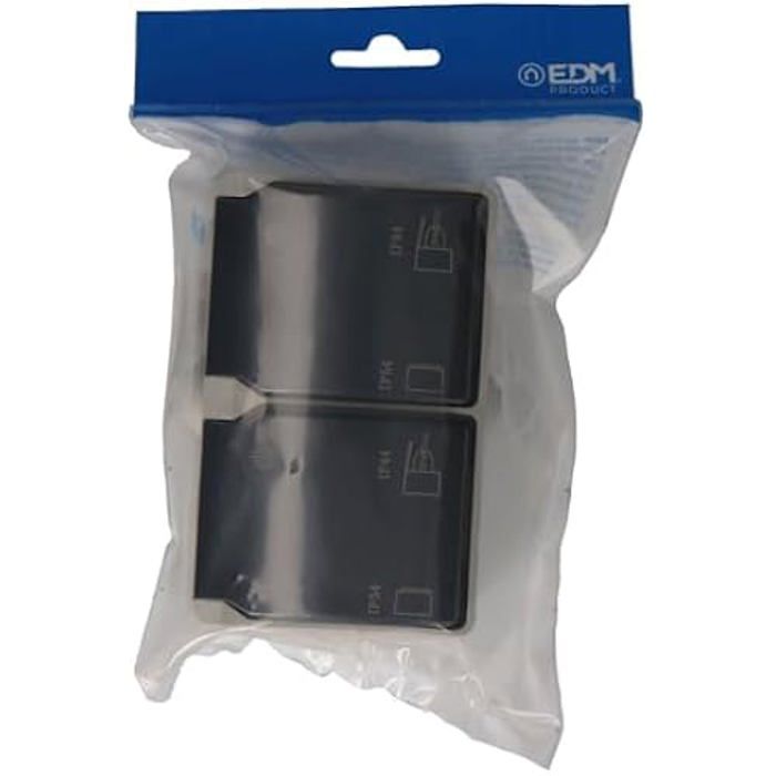 Prise double - EDM - E64035 - Étanche - Blanc - Prêt à poser