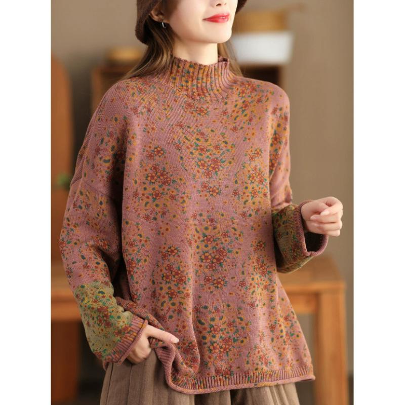 Men's Winter Half Turtleneck Knit Shirt Long Sleeve Pullover Knit Shirt