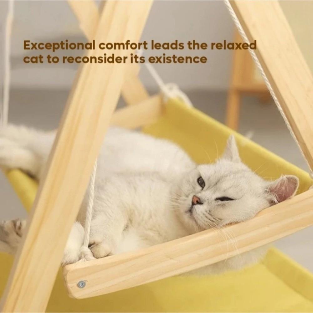 Solid Wood Cat Cradle Bed Thickened Cat Swing Hanging Bed New Cat Hammock Bed  Pet Small Bed