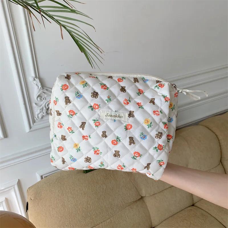 Quilting Design Women's Cosmetic Bag Female Makeup Cases Storage Bags Large Capacity Female Clutch Purse Handbags Girls Wallet
