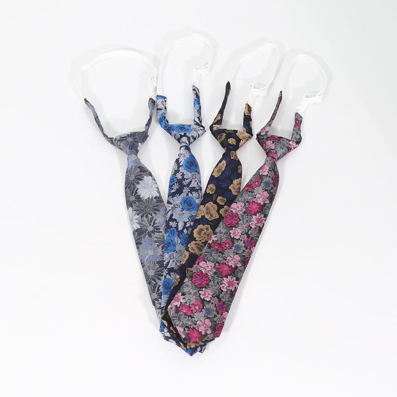 Cashew Flower Men's No-Tie Zipper Shirt Tie for Uniforms