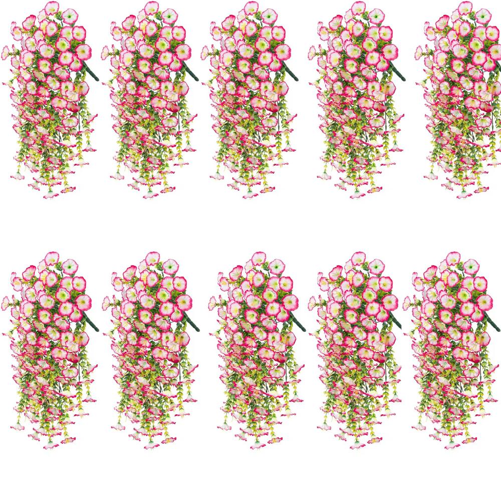 1-10pcs UV-Resistant Artificial Morning Glory & Eucalyptus Hanging Decor- Perfect for Home, Garden, Weddings | Versatile Outdoor