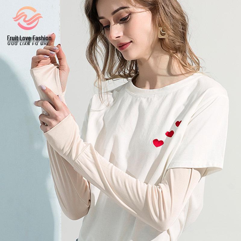 

Fruit Love Mulberry Silk Sun Protection Long Gloves - Breathable, Half-Finger Design for Driving & Cycling One Size розовый