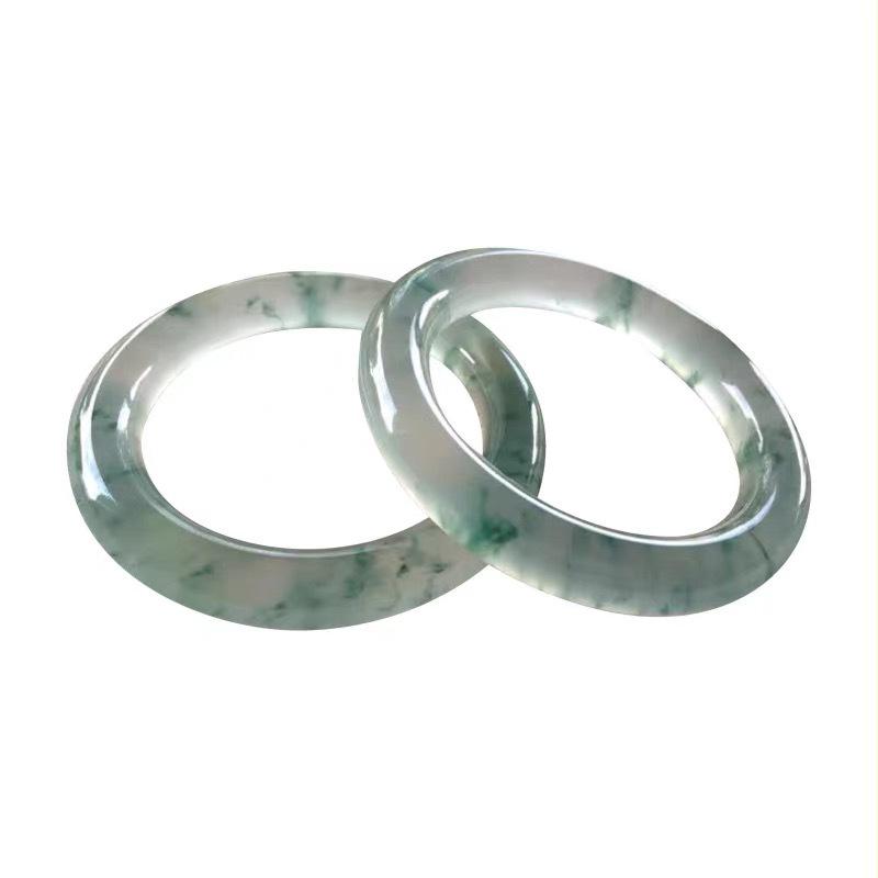 High Ice Glass Bright Green Jadeite Bangle with Floating Flowers 56mm