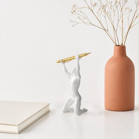 3D Printed Kneeling Pen Holder, Weightlifting Design Pen Organizer, Creative Pencil Holder for Desktop Decoration Office Home Accessories