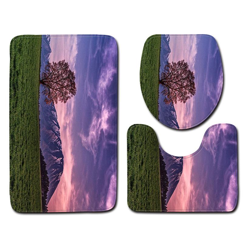 3D Landscape Bathroom Toilet Three-Piece Floor Mat Door Mat Bathroom Carpet