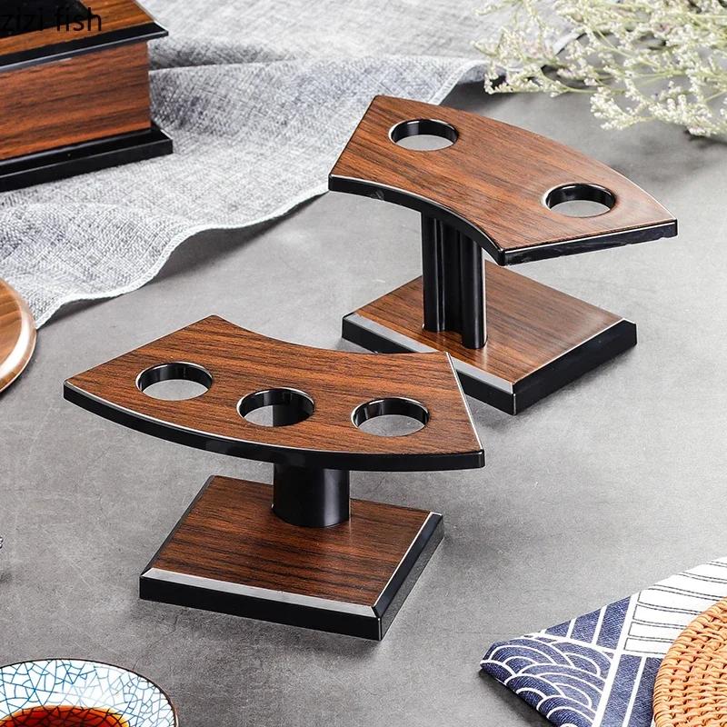 Wood Grain Plastic Dessert Rack Sushi Plate Hand-roll Rack Ice Cream Stands Dim Sum Dish Cake Stands Snack Trays Display Stands