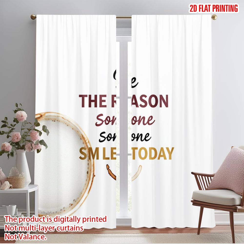 

2pcs 2D flat printing Drapes Be a reason someone smiles today Polyester Without Electricity 0 Perfect for Indoor Celebrations 52.50×116.00 CM 2pcs