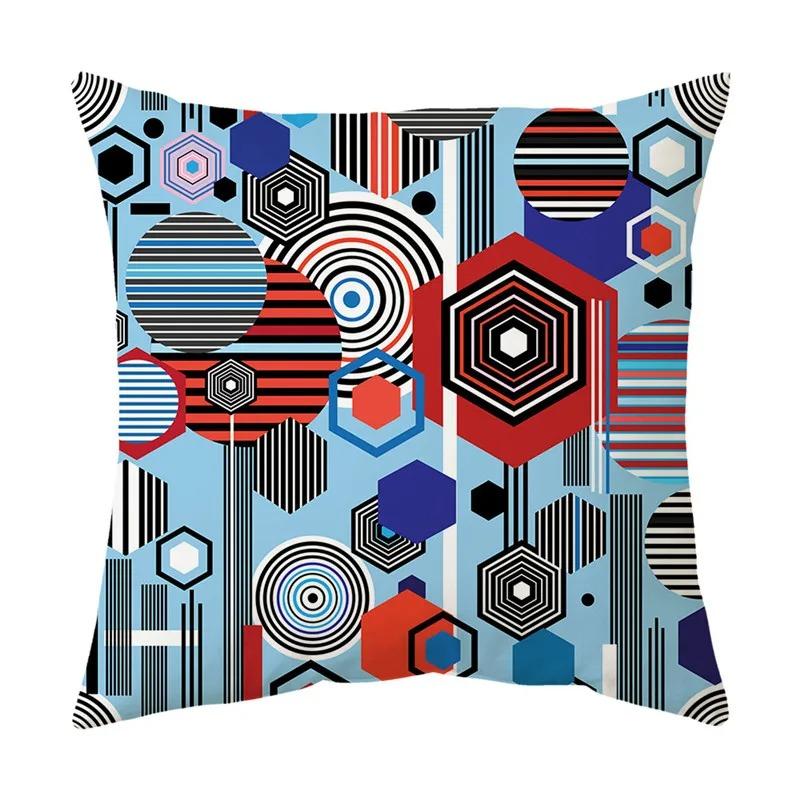 Colorful Geometric Line Pattern Pillowcase Office Living Room Car Ornaments Home Pillowcase