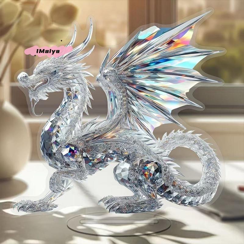 M-2D Acrylic Decor Peacock Figure Peacock Lotus Dragon Wolf Decor For Office Housewarming Gift Home Desktop Decor Lucky Ornament