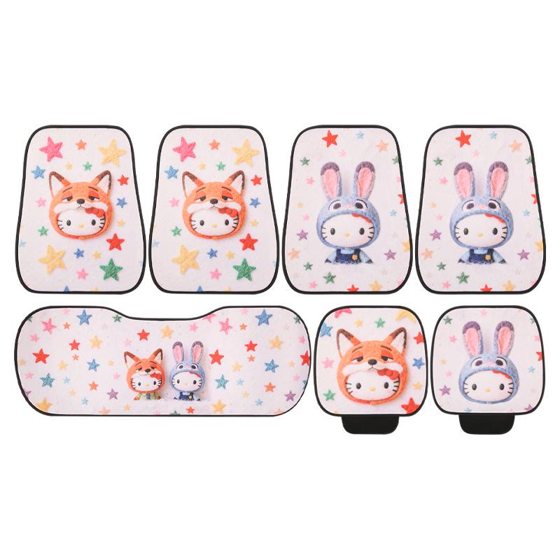Cartoon Kitten Car Seat Cushion for All Seasons - Fits Volkswagen ID3, Lavida, Sagitar, Tiguan L, Tayron
