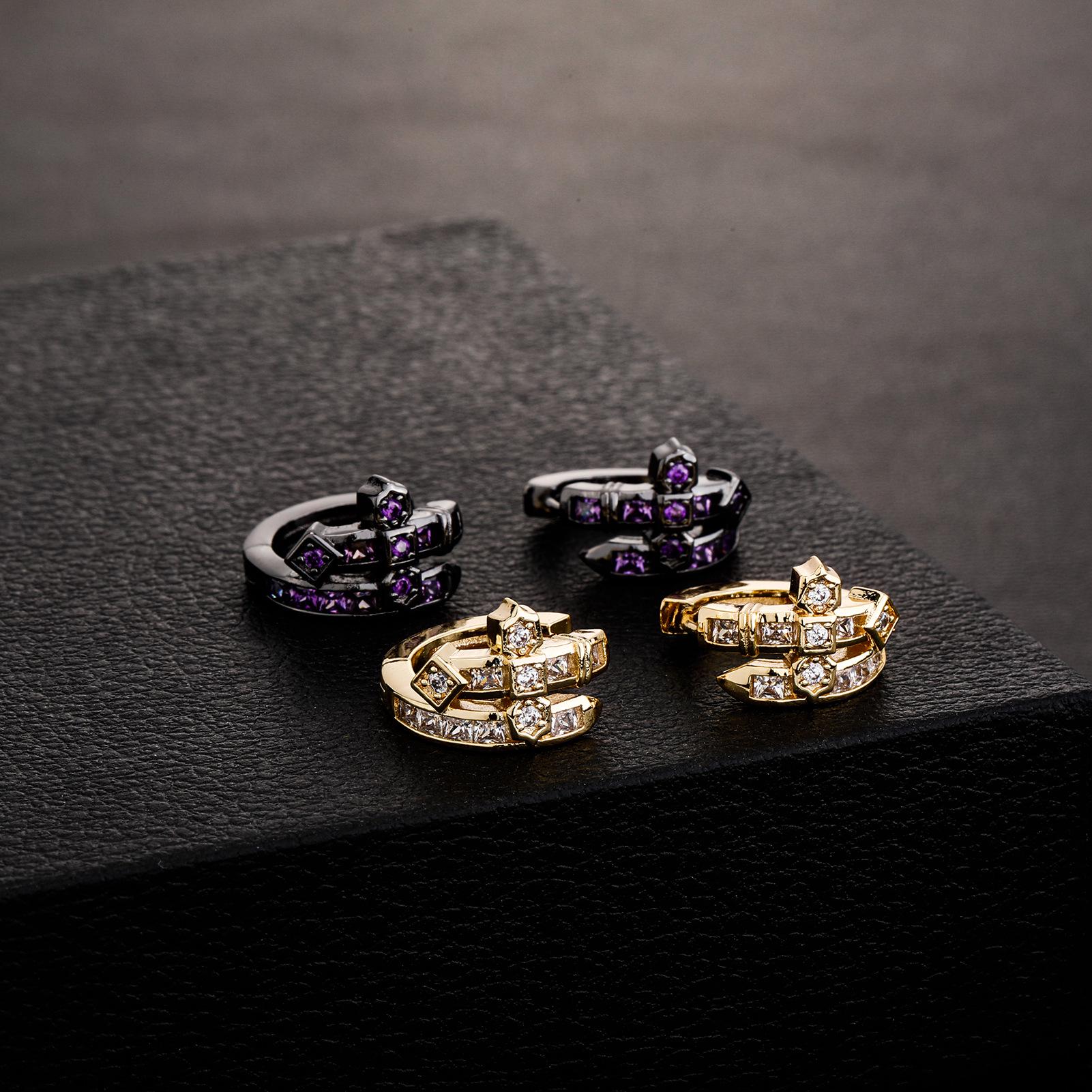 

Серьги Jin ao Zircon Sword of Justice - Модные хип-хоп унисекс аксессуары для осени/зимы чёрный