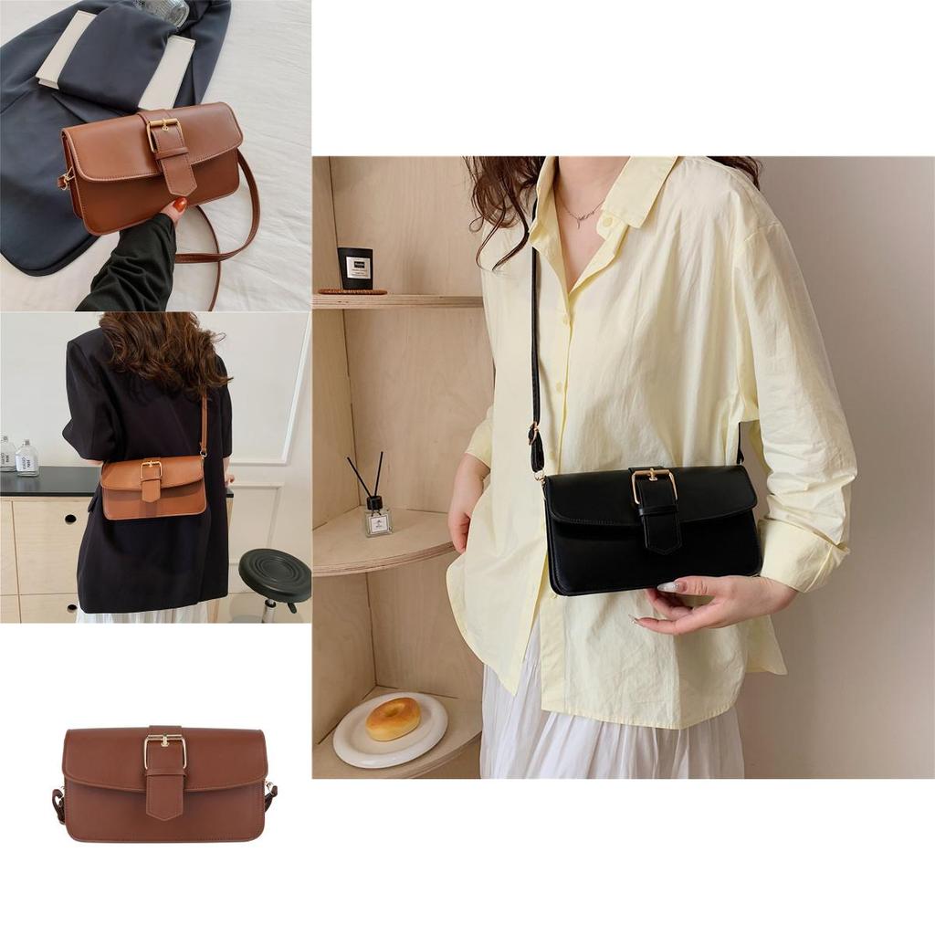 Chic Vintage Aesthetic Handbag For Women Elegant Solid Color Shoulder Bag