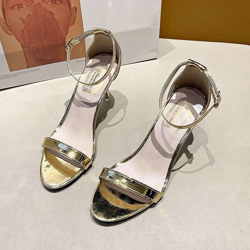 

2025 лето новый корейская версия тонкий ремешок высокий каблук сексуальные с открытым носком простые туфли на высоком каблуке сандалии с пряжкой-перемычкой женские 41