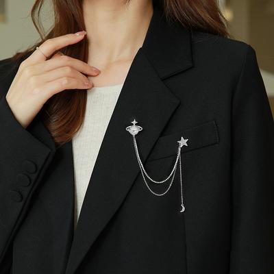 Chain Tassel Planet High-end Brooch Women's High-end Sense Elegant and Simple Accessory Pin Collar Pin Accessory