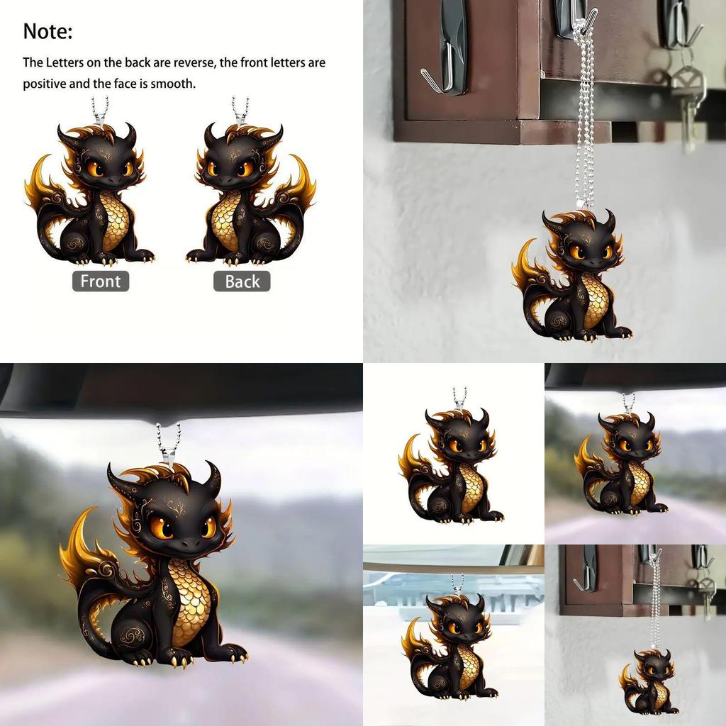 Stylish Black Dragon Acrylic Car Hanging Ornament For Trendy Interior Decor