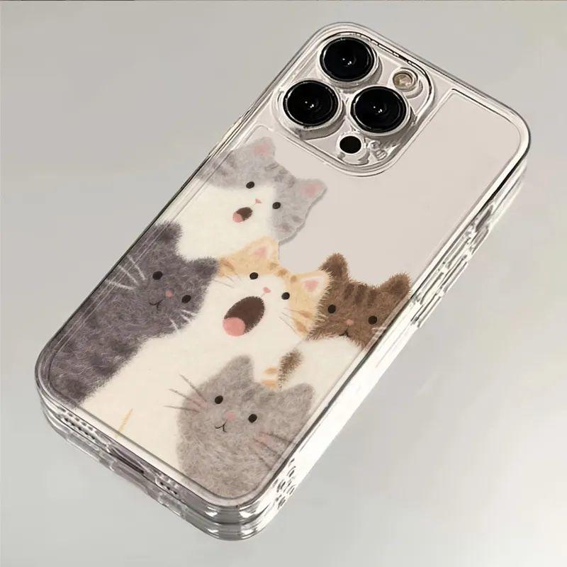 Shocking Cat Pattern Phone Case for IPhone 17 12 16 14 13 11 15 Pro Max IPhone 16 15 14 Plus Transparent Phone Soft Case