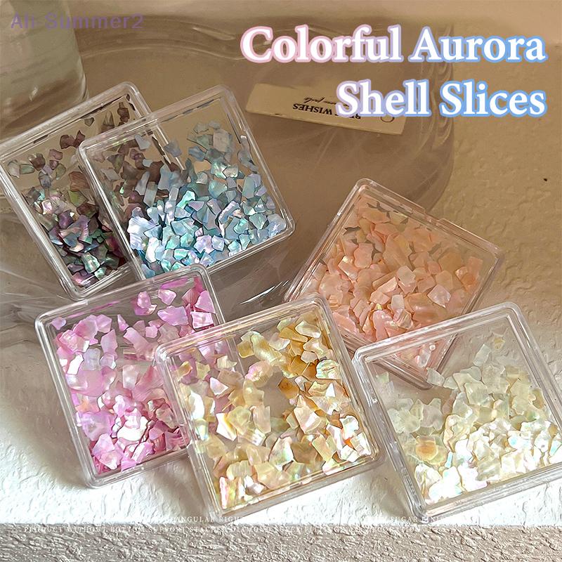 {MX} 1 Box Aurora Shell Flakes Abalone Nail Art Charms Thin Natural Irregular Slice Shell Sequins DIY Manicure Decoration