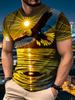 Men's Eagle Graphic T-Shirt - Breathable Crew Neck Streetwear Top with Eagle Print, Regular Fit Casual Shirt Suitable for Summer, Machine Washable