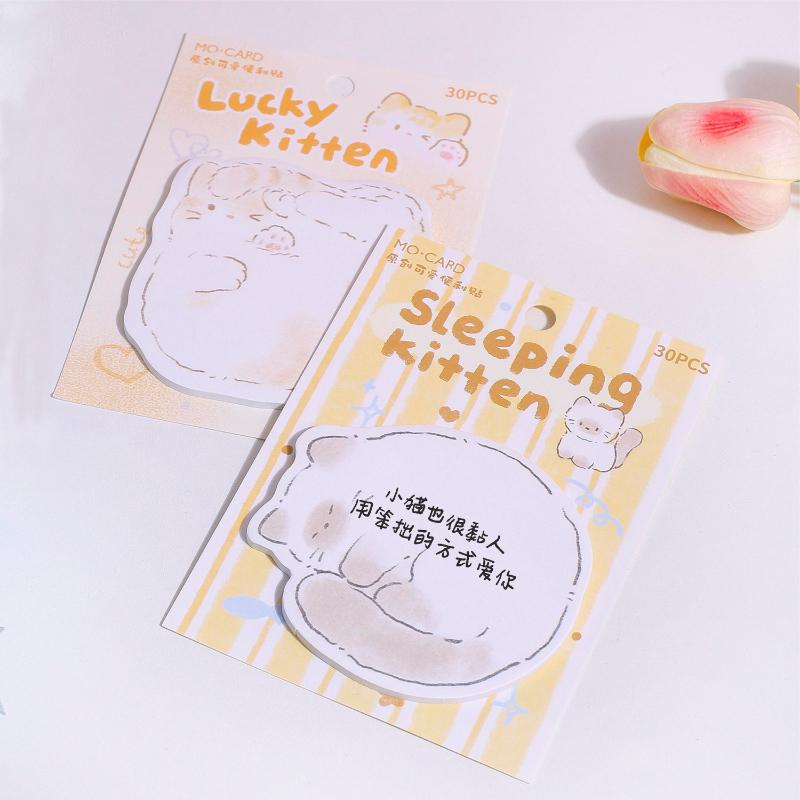 Special Shaped Sticky Gift Notes Cat Paradise Series Cute Healing Kitten Student Message Notebook Decoration Kawai Stationery