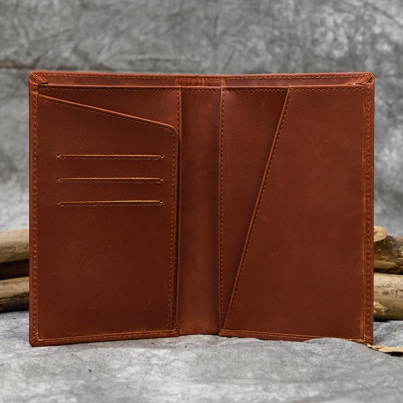 High Quality Passport Wallet Leather Card Holder Wallet Genuine Leather Bifold Purse for boarding pass thick leather