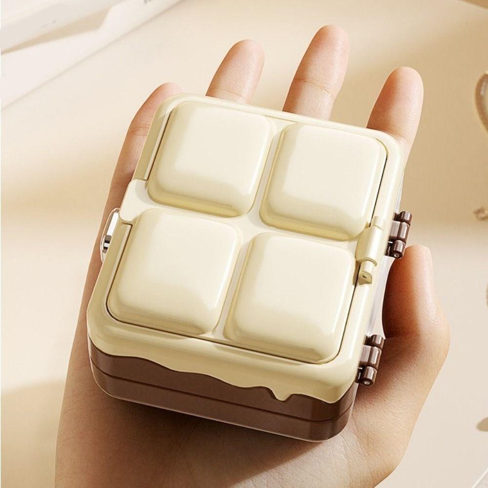 2Pcs Portable Plastic Double-layer Storage Box Mini Cream Series Jewelry Case with Mirror Exquisite Jewelry Storage Box Travel