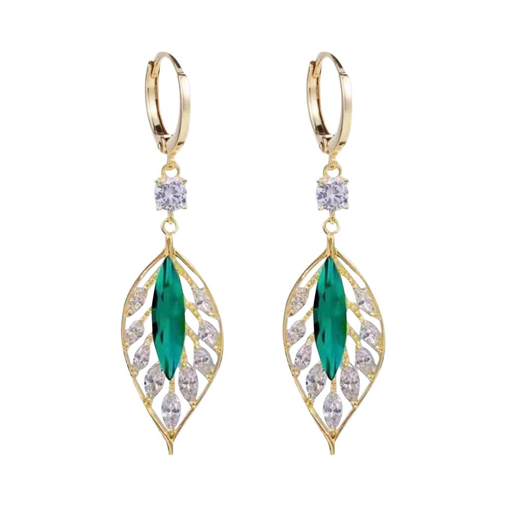 Sparkling Zircon Green Earrings Exude A Versatile Feminine  With A Light  And High-end Earring Clasp