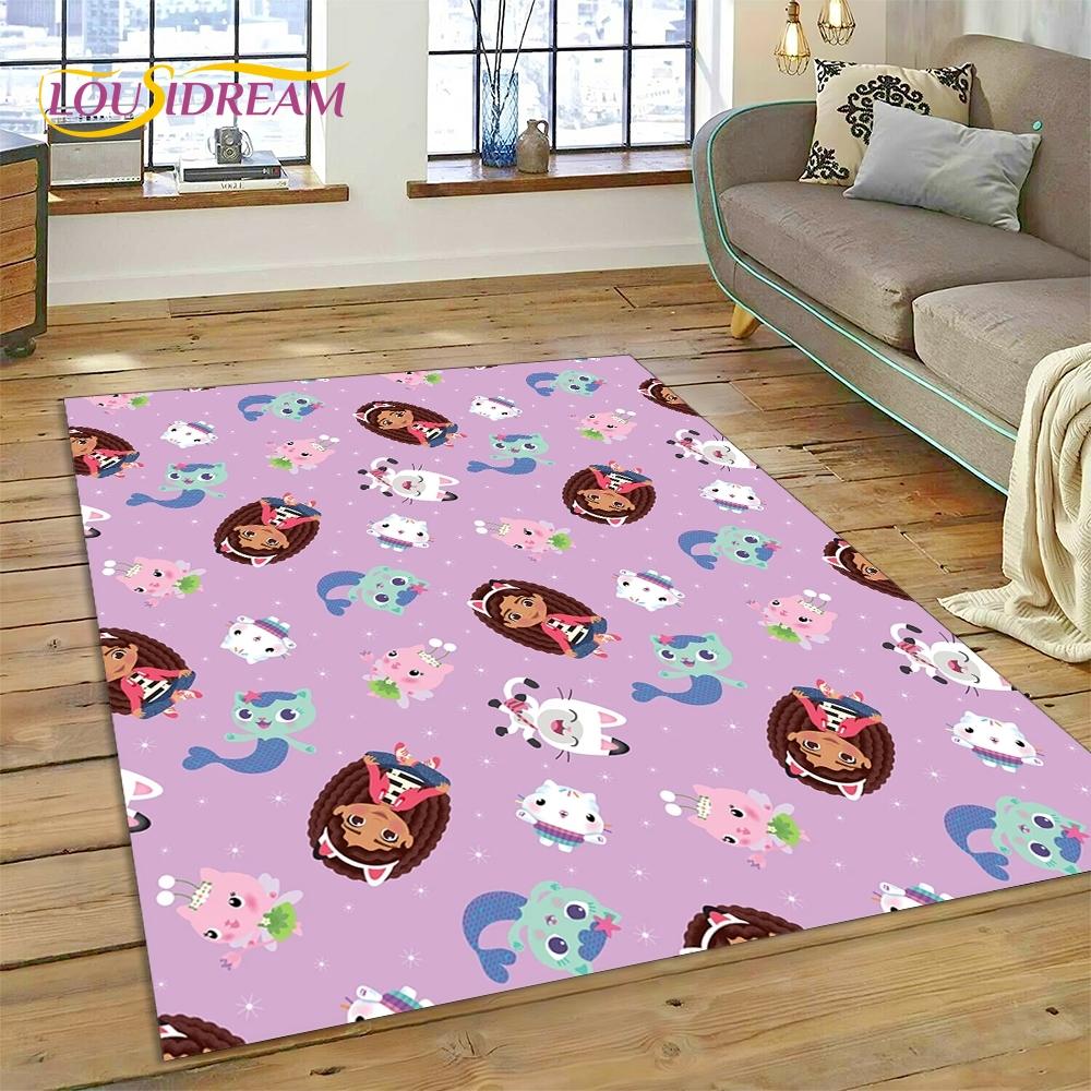 Cartoon Cute Gabbys Dollhouse Girl Rug Carpet for Living Room Bedroom Home Decor,Non-slip Decoration for Sofa Doormat Gifts Kid