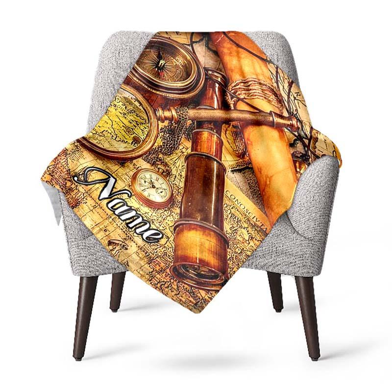 Retro Telescope Customize Your Name Blanket Used For Chair Office Sofa Bed Camping Soft And Warm Giving Friends And Relatives Birthday Graduation Gift