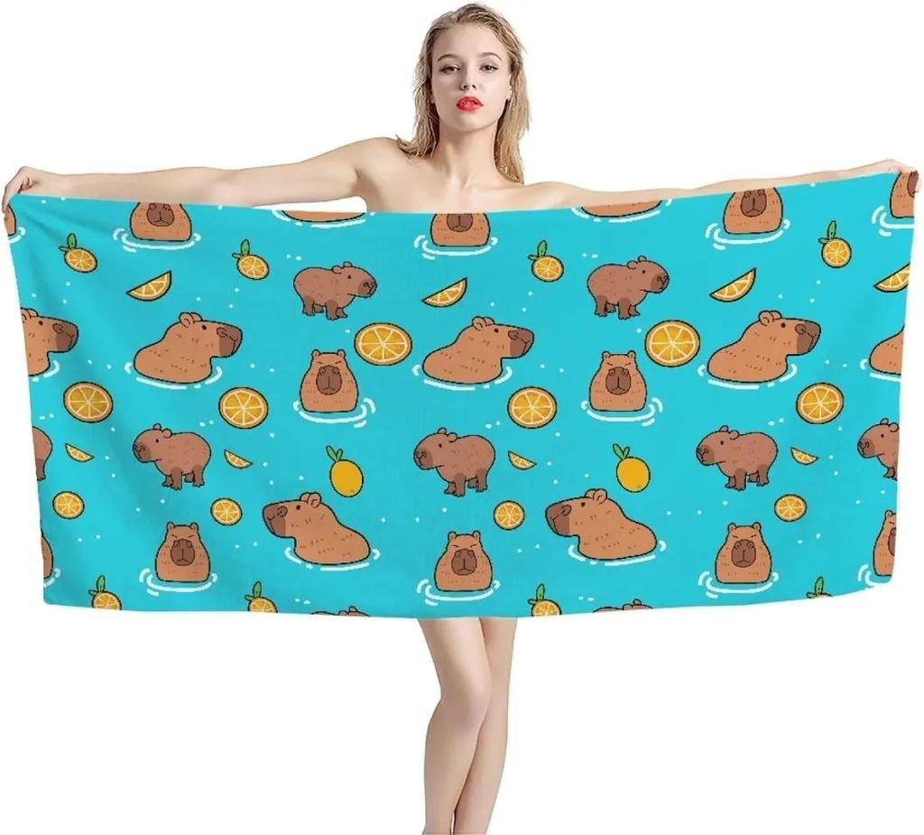 Süße Wildtier-Serie Capybara Otter Enten Druck Super Saugfähiges Mikrofaser Strandtuch Für Alle Jahreszeiten Urlaub Schwimmen