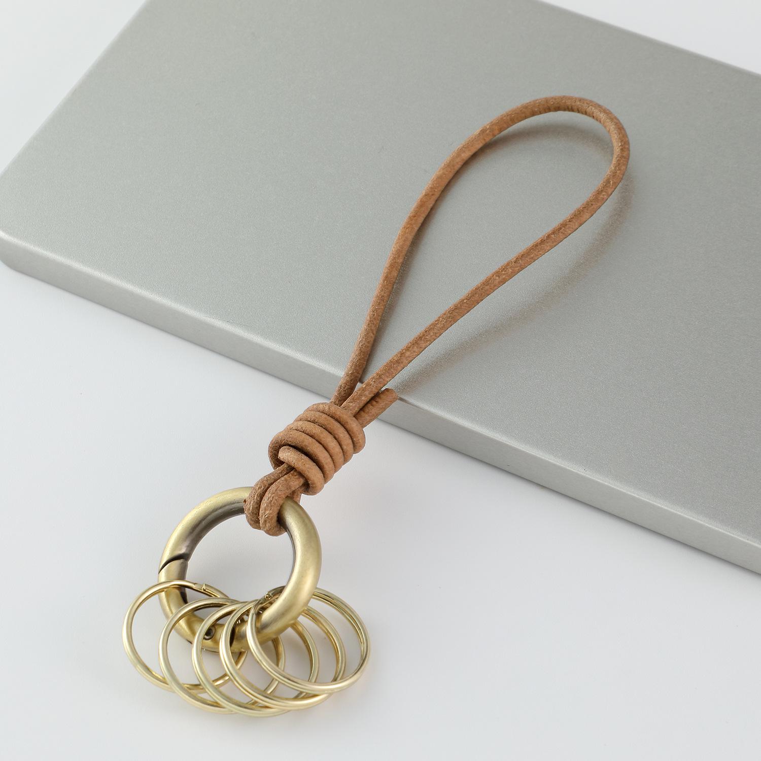 Simple Retro Cowhide Woven Keychain Pendant - Handmade Ins Style Key Rope