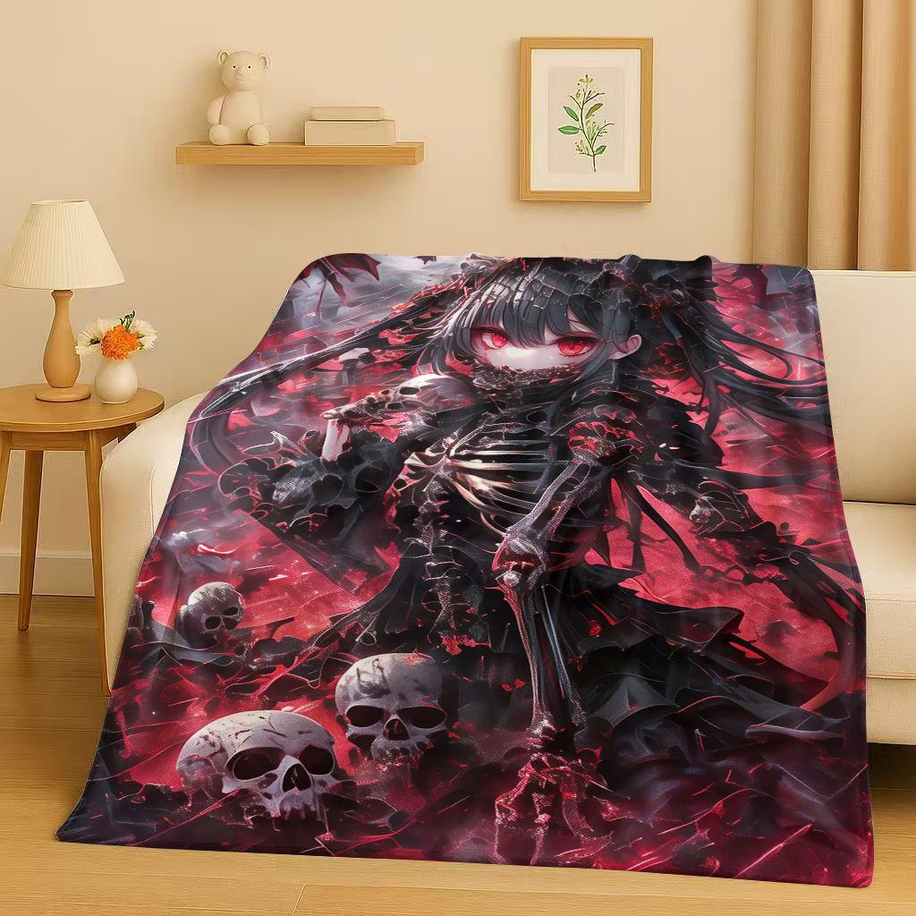 

2026 New Gothic Dark Sexy Girls Cartoon Anime Characters Flannel Blanket,Soft Plush Throw for Home Bedroom Bed Sofa Cover Trave 75x90cm