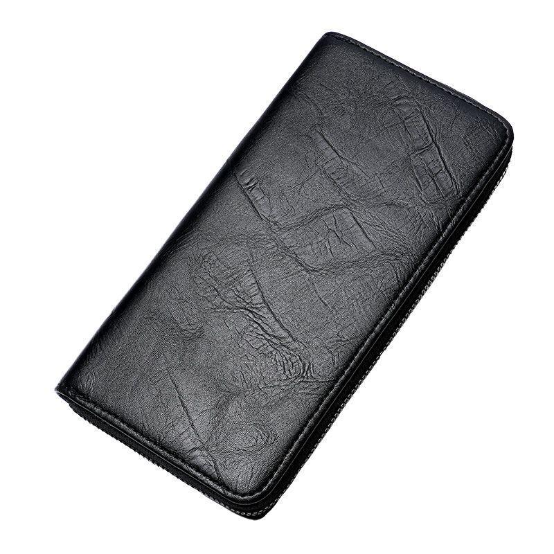 Men's Vintage Leather Wallet with Zipper: Slim, Multifunctional, Multi-Card Slot, Phone Holder, Coin Purse