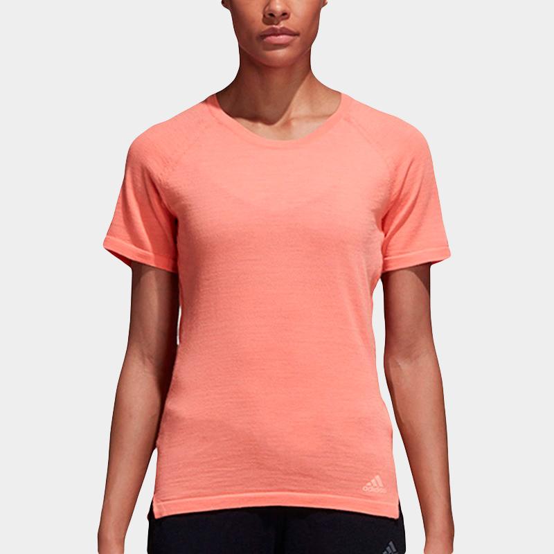 Adidas Sports Running Round Neck T-Shirt Women Tops Orange DN3242