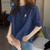 Jeanswest Women's Pure Cotton Loose Fit Short Sleeve T-Shirt with Cartoon Bear Graphic