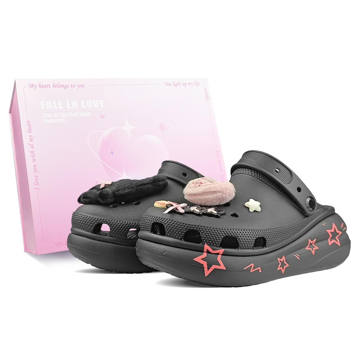 

Crocs Classic Crush Puffs EVA Крутой Кролик Модные, Удобные, Универсальные и Мягкие Подарочная Коробка Обувь с Отверстиями Унисекс Черный 45-46 чёрный