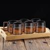 Vintage Glass Cup Ergonomic Grip Glass 450ml Vintage Glass Coffee Mug Wood Handle Heat-resistant Tea Cup Mountain Drinking Cup