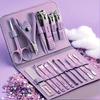 Set di 16 Pezzi di Tagliaunghie di Acciaio Inossidabile Premium, Lima per Unghie a Lama Dritta, Pulisci Orecchie, Forbici, Kit Professionale da Viaggio per la Cura della Bellezza, Regalo di Natale