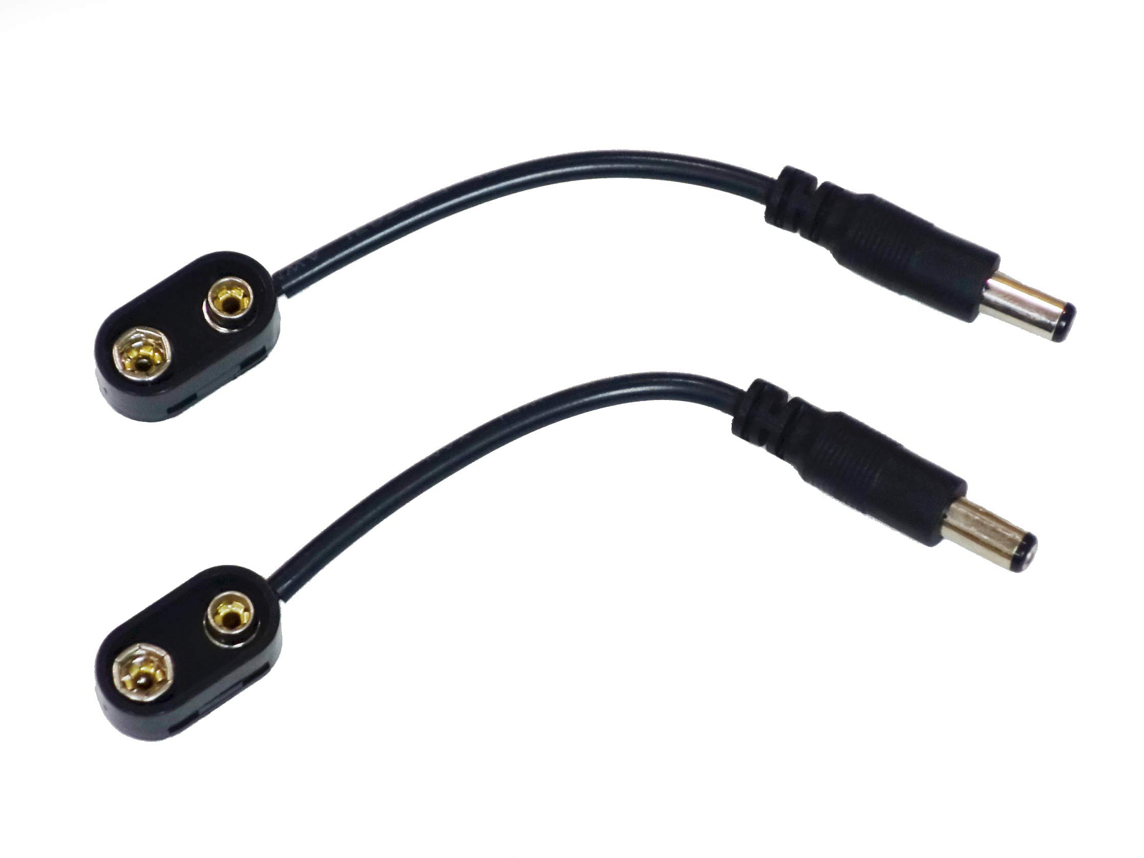 

ENERGY CHAIN 13cm 9V Battery to AC Adapter Jack Center of for Effects Pedals Snap-On Converter, Negative, I-Type (Set 2)