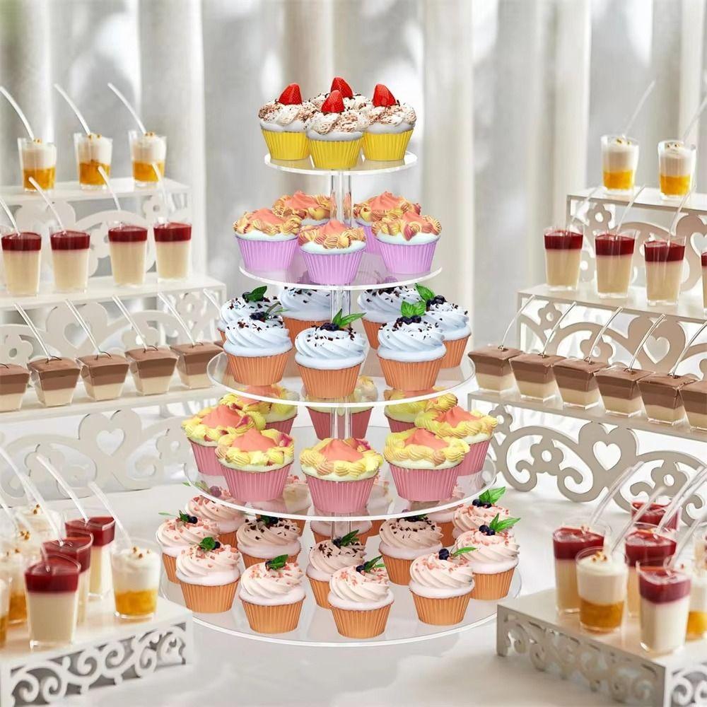 Clear Acrylic Cupcake Stand 3/4/5 Tier Cake Serving Rack Cake Display Shelf  Dessert Display