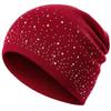 Damen Lässige Winter Herbst Mütze Stilvolle & Glänzende Strass-Dekoration Damen Beanie Outdoor Streetwear Strickmütze