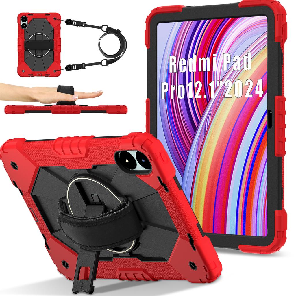 For Xiaomi Redmi Pad Pro 5G/Pad Pro/Poco Pad 4G Case Kickstand Silicone+PC Tablet Cover with Shoulder Strap