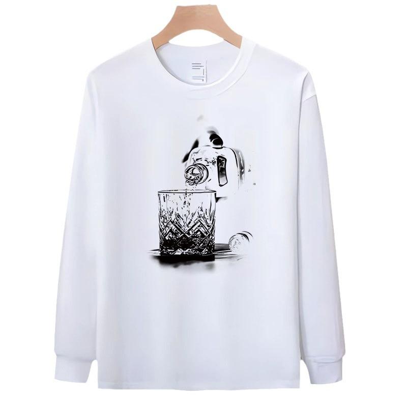 Trendy Brand Pure Cotton T-Shirt Men'S Bottoming Shirt Long-Sleeved Fashion Trend Top Autumn And Winter Men'S And Women'S Crew Neck Sweater