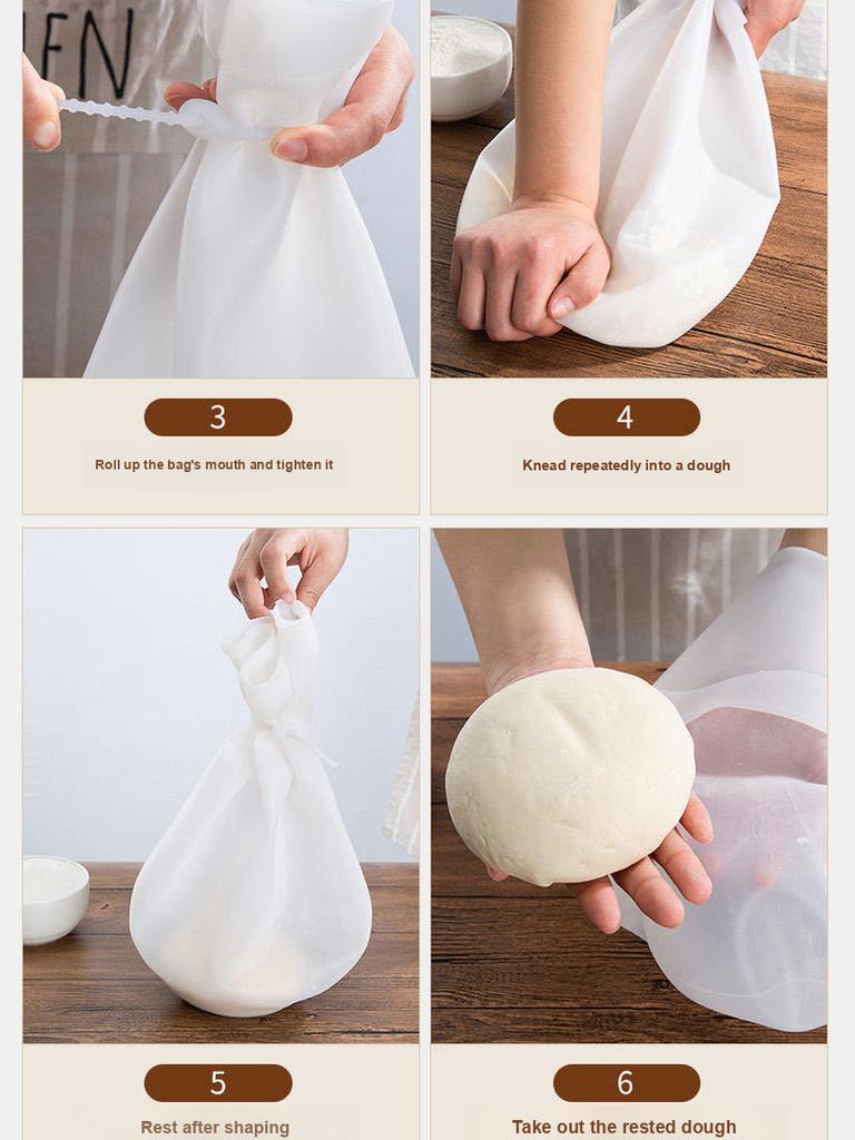 Kitchen Silicone Dough Bag with Clip, Thick Non-Stick Kneading Bag for Home Baking and Proofing, Large Size Dough Bag