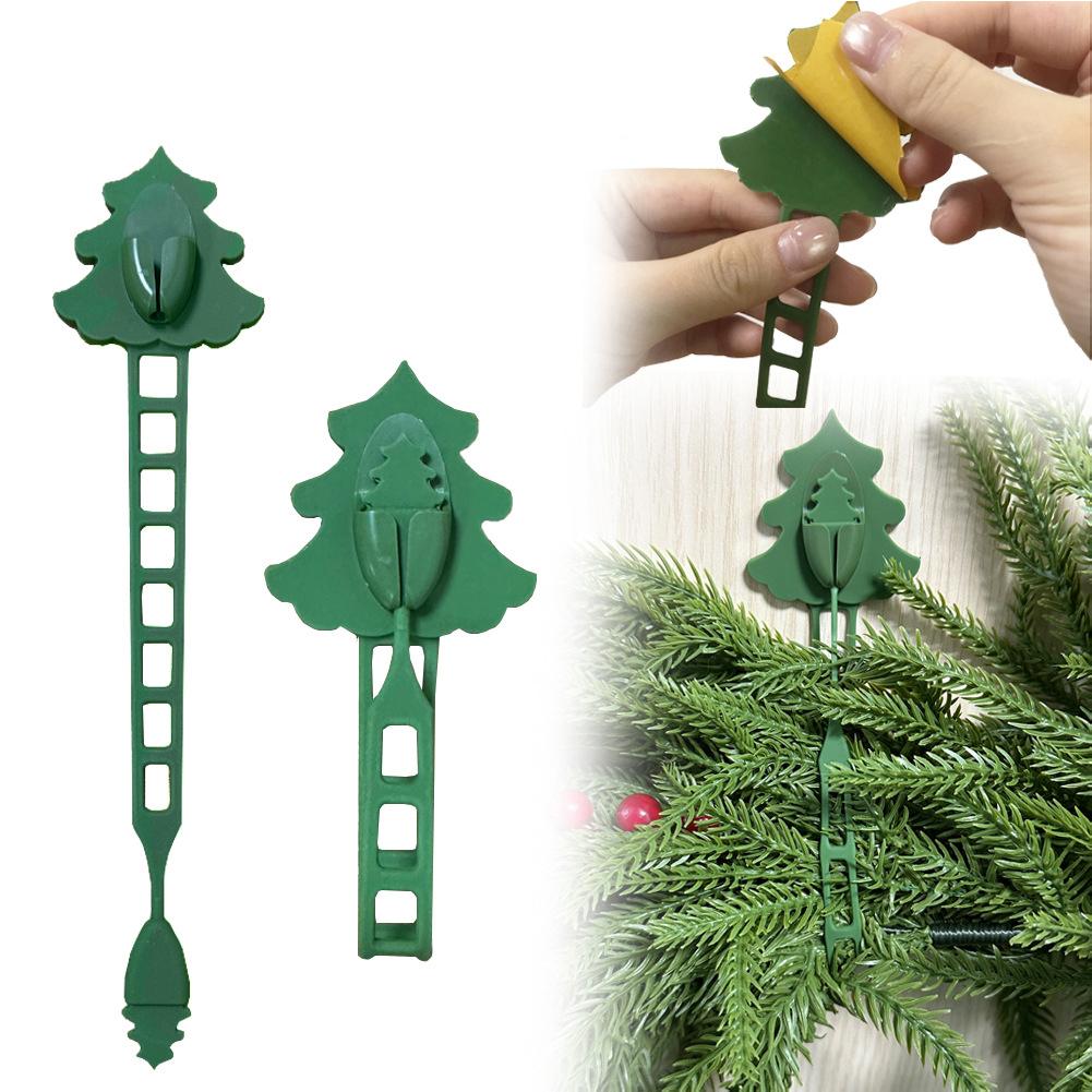 Christmas Reusable Silicone Wire Ties Garland Securing Clips Invisible Ornament Hangers Adhesive Hook Straps Holiday Light Cord Organizer