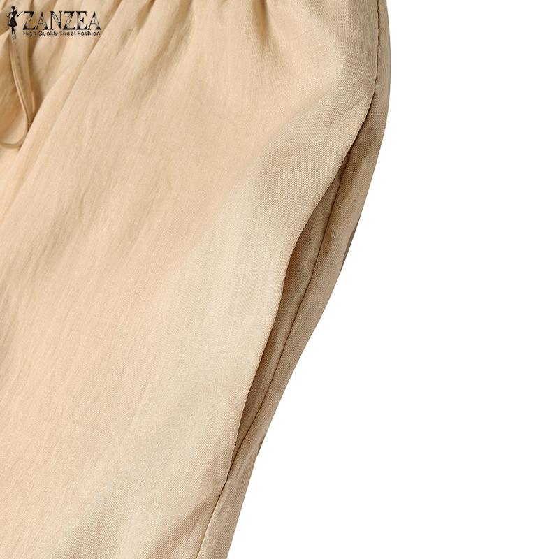 ZANZEA Women Lace Splice Loose Casual Long Pants